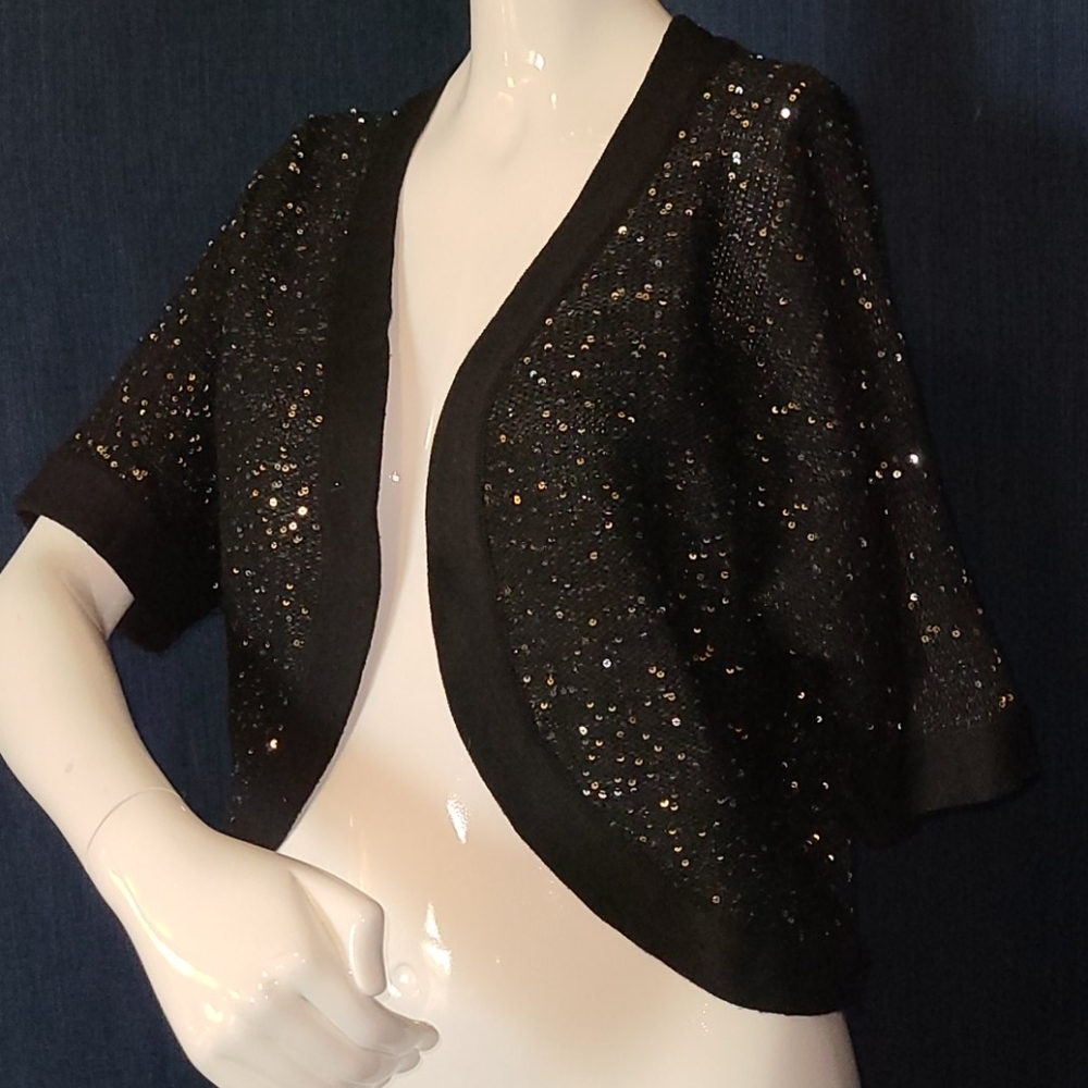Isabella Rodriguez Black Sequin Shrug